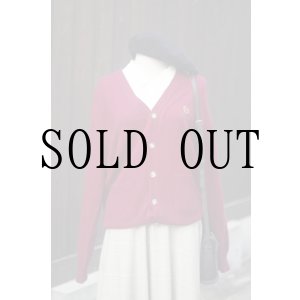 画像: ”NAPOLEON” 無地 ウール混 ボルドー ニット カーディガン [20375]