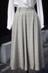 画像: "Ratharine Ross" チェック柄 ウール混 グレー スカート フレア w68cm[20379]