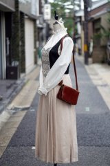 画像: "JOBE LINE" 黒×ベージュ 無地 チロル ジャンパースカート  レース マキシ丈 [20422]