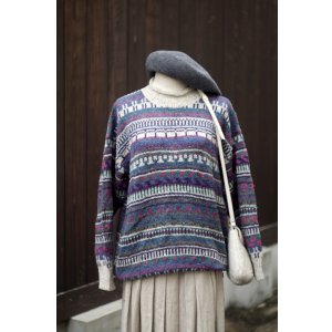 画像: ”ALPS”  ミックスカラー ウール混 ボーダー ニット モックネック[20433]