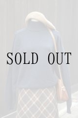 画像: ”HIT MAKER” ネイビー ウール 無地 ニット タートルネック[20396]