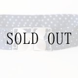 画像: ドット柄 ネイビー×白 お花 シワ加工 アンティークベルト[20387]