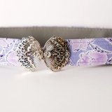 画像: 花柄 パープル系  ラインストーン アンティークベルト[20386]