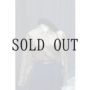 画像: "S-d" ブラウン系  ペイズリー柄 コットン 長袖 ブラウス レギュラーカラー[20342]