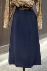 画像: ネイビー 無地 スカート フレア  w66cm[20406]