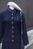 画像1: ”ROGICA ”無地 黒 ウール混 ニット カーディガン ケーブル編み[20413]