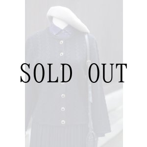 画像: ”ROGICA ”無地 黒 ウール混 ニット カーディガン ケーブル編み[20413]