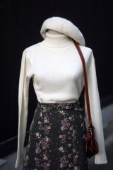 画像: ”CURTISSTRANGE” アイボリー ウール混 無地 ニット タートルネック[20420]