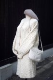画像1: "BELLE PAULE" アイボリー 無地 ニットカーディガン&スカート ツーピース セットアップ ラウンドネック アラン編み[20428]