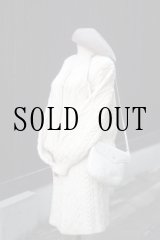 画像: "BELLE PAULE" アイボリー 無地 ニットカーディガン&スカート ツーピース セットアップ ラウンドネック アラン編み[20428]