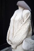 画像5: "BELLE PAULE" アイボリー 無地 ニットカーディガン&スカート ツーピース セットアップ ラウンドネック アラン編み[20428]