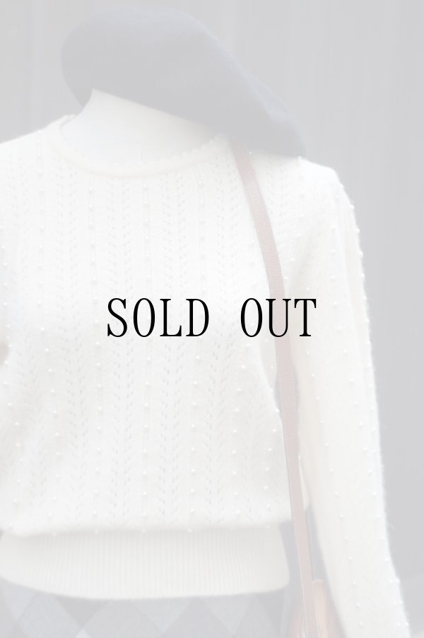画像2: ”SERA” 無地 白系 ウール ニット セーター ラウンドネック パール [20429]