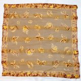 画像: ”Nina Ricci” ブラウン系 香水と宝石柄 シルク ミニスカーフ 56cm×56cm[20404]