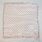 画像: ピンク×グレー ドット シルク スカーフ 79cm×79cm[20397]