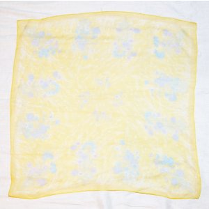画像: イエロー系 花柄 シルク スカーフ 79cm×79cm[20401]