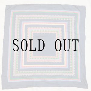 画像: ネイビー系 幾何学模様 シルク スカーフ 81cm×81cm[20398]