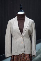 画像: "Oshan de ea Renta" US製 ベージュ系 無地 ウール混 テーラード ジャケット[20451]