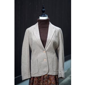 画像: "Oshan de ea Renta" US製 ベージュ系 無地 ウール混 テーラード ジャケット[20451]