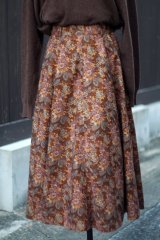 画像: 花柄 ブラウン スカート フレア  w68cm[20452]