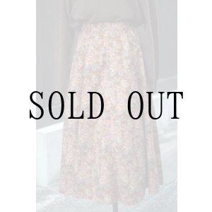 画像: 花柄 ブラウン スカート フレア  w68cm[20452]
