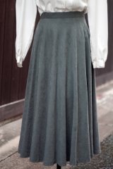 画像: 無地 ウール カーキ系 スカート フレア w66cm[20461]