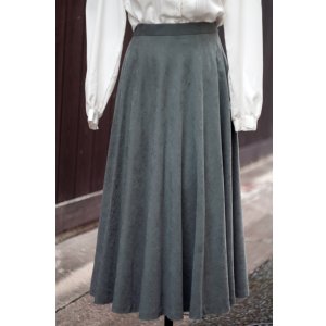 画像: 無地 ウール カーキ系 スカート フレア w66cm[20461]