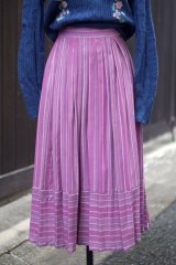 画像: チロル ピンク マルチストライプ コットン スカート w64cm[20462]