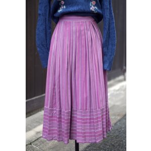 画像: チロル ピンク マルチストライプ コットン スカート w64cm[20462]