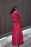 画像3: ”TOKYO STYLE” 赤系 無地 長袖 レトロワンピース スタンドカラー プリーツ[20470]