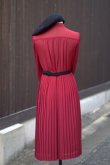 画像4: ”TOKYO STYLE” 赤系 無地 長袖 レトロワンピース スタンドカラー プリーツ[20470]