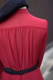 画像10: ”TOKYO STYLE” 赤系 無地 長袖 レトロワンピース スタンドカラー プリーツ[20470]