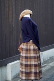 画像5: "yellow club" タータンチェック柄  ブラウン系 スカート フレア w65cm[20494]