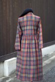画像3: チェック柄 コットン ウール マルチカラー 長袖 レトロワンピース レギュラーカラー [20500]