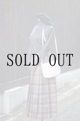 画像: "CRYSTAL BEAM"  タータンチェック柄 ウール グレー系 スカート フレア 巻きスカート風 w71cm[20501]