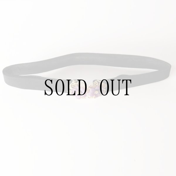 画像4: 無地 黒系 アンティークベルト お花 [20475]