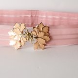 画像: ストライプ柄 ピンク系 ラメ お花 アンティークベルト[20479]