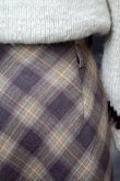 画像2: チェック柄 ウール ブラウン系  スカート セミタイト w63cm[20513]