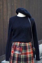 画像: ”Angora” 黒 アンゴラ混 無地 ニット ラウンドネック[20505]