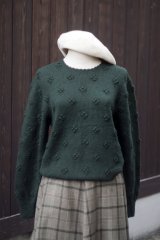画像: ”BROOKS BROTHERS”  無地 グリーン ウール  ニット ラウンドネック 刺繍 クローバー [20504]