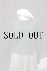 画像: ”BROOKS BROTHERS”  無地 グリーン ウール  ニット ラウンドネック 刺繍 クローバー [20504]