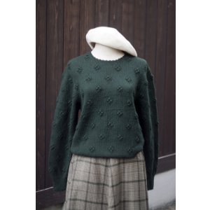画像: ”BROOKS BROTHERS”  無地 グリーン ウール  ニット ラウンドネック 刺繍 クローバー [20504]
