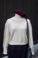 画像: ”CORDIER” 無地 アイボリー系 ウール ニット セーター ラウンドネック パール [20506]