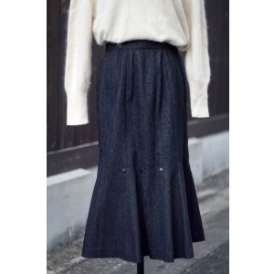 画像: "Chaleur" デニム  黒 スカート マーメイド  w65cm[20509]