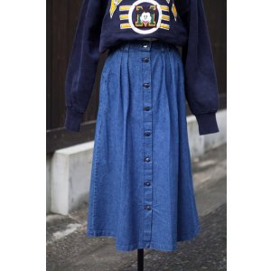 画像: US製 デニム スカート フレア 前開き w66cm[20511]
