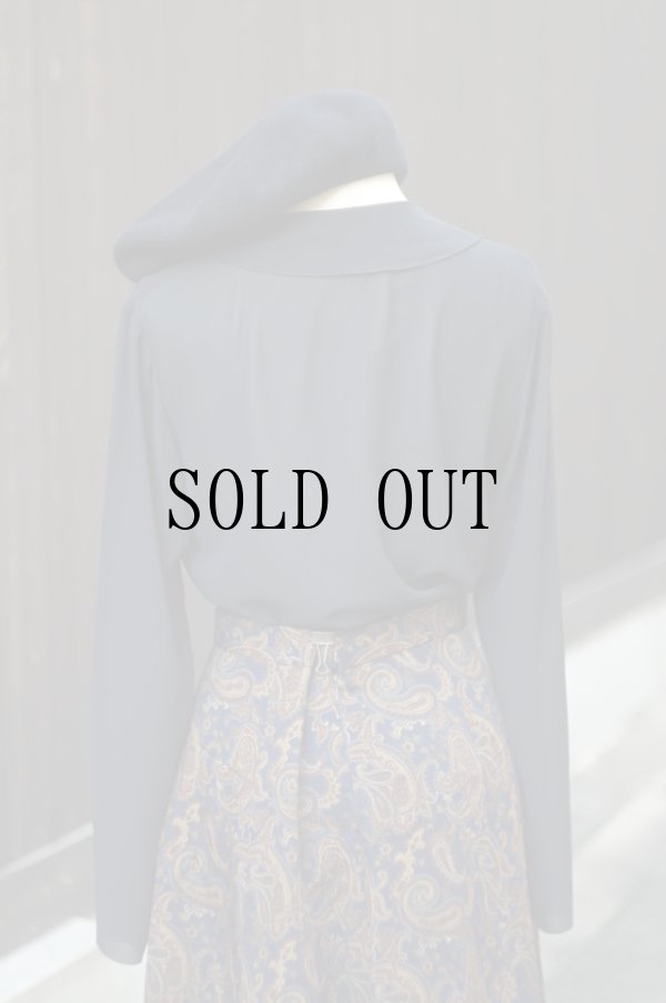 画像5: "NORY BEARDS" 無地 黒 長袖 ブラウス  シースルー[20519]