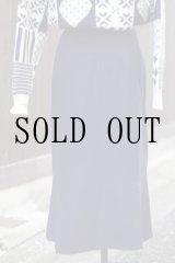 画像: ”DOROTHY” イギリス製 無地 ウール混 ネイビー スカート マーメイド w62cm[20574]