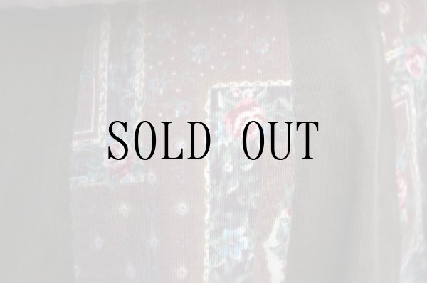 画像5: "BUSTIER" ブラウン コットン 花柄 スカート フレア コーデュロイ w63cm[20532]