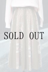 画像: "BUSTIER" ブラウン コットン 花柄 スカート フレア コーデュロイ w63cm[20532]