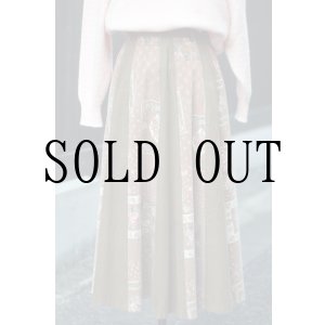 画像: "BUSTIER" ブラウン コットン 花柄 スカート フレア コーデュロイ w63cm[20532]