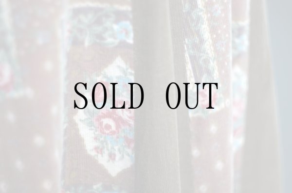 画像4: "BUSTIER" ブラウン コットン 花柄 スカート フレア コーデュロイ w63cm[20532]